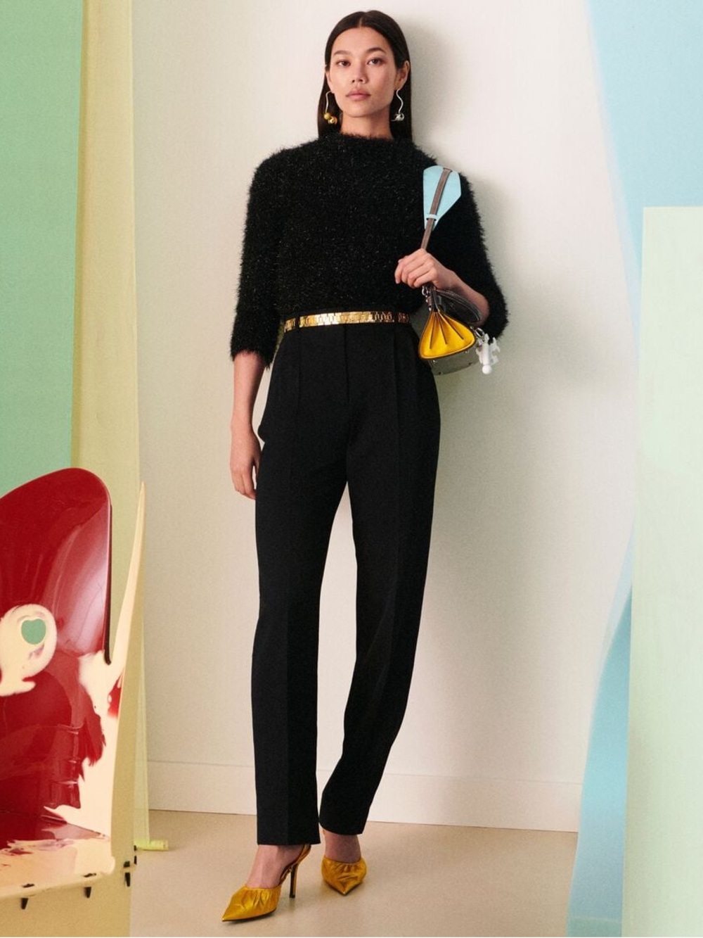 Tory Burch Black Fuzzy Crewneck Sweater - Picture 11 of 11